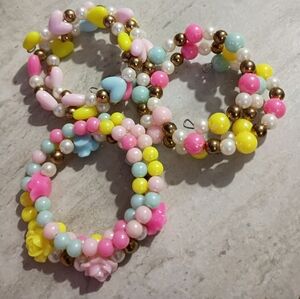 Kids 3 Colorful Heart Bead Bracelet with Pearls